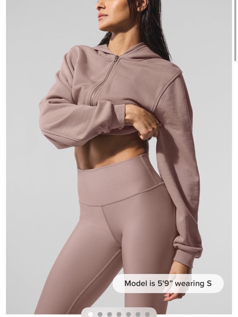 All Cropped Hooded Zip Sweatshirt - beige size small never worn